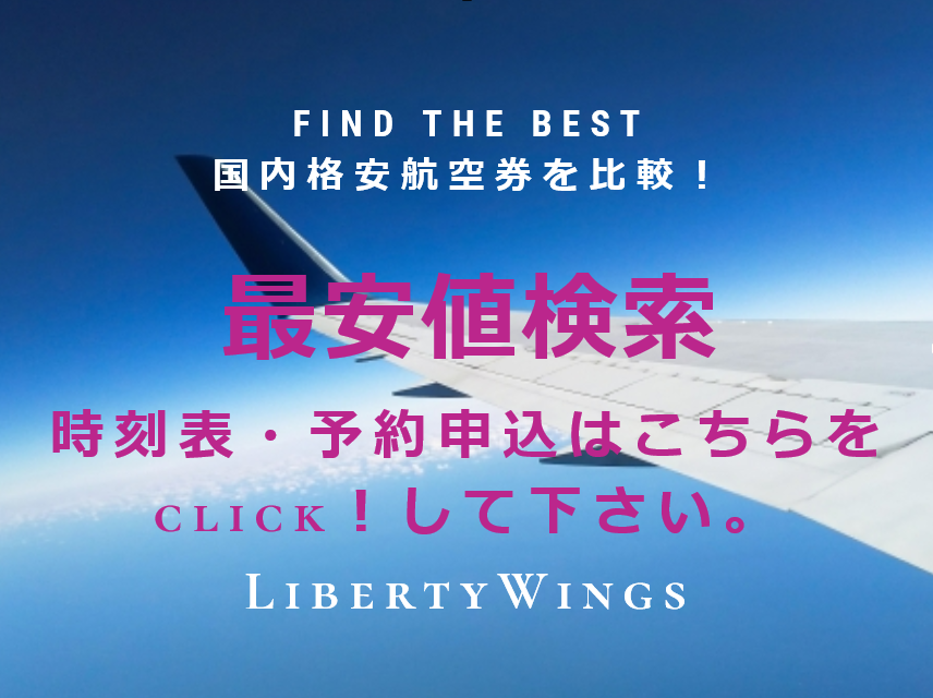 鹿児島空港発 東京 羽田空港着 飛行機の電話予約 リバティウイング 国際線 国内線 飛行機の電話予約